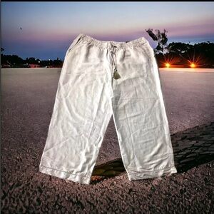 Lane Bryant Plus Sz 26/28 Linen Blend BOHO Beach Pull-On Wide Leg Pants/Capris